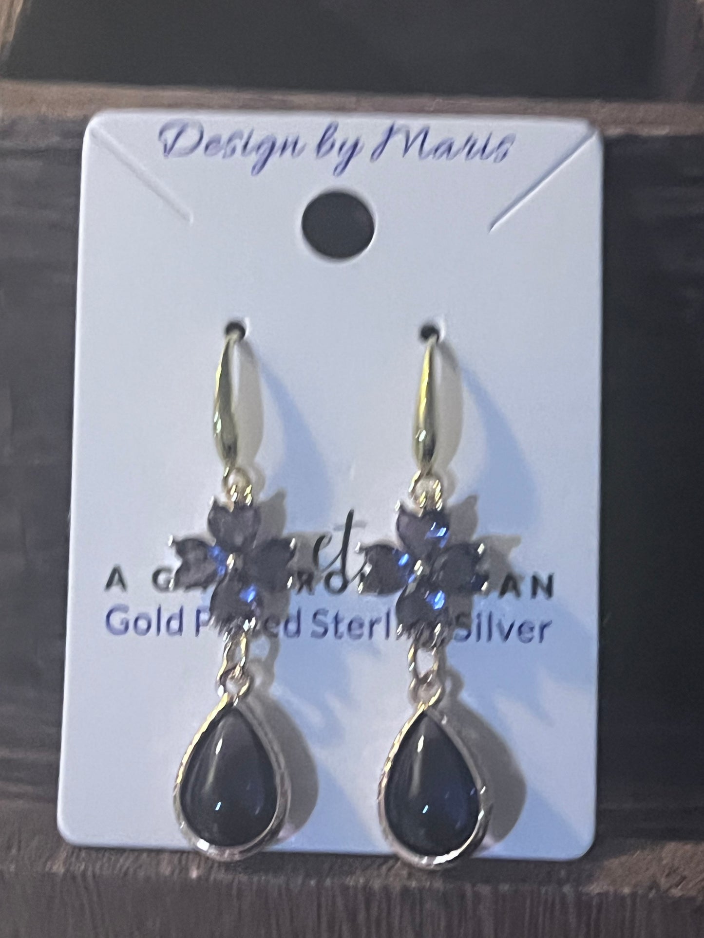 Purple Gold Plated Sterling Silver Earrings with Copper Zircon Alloy and Glass