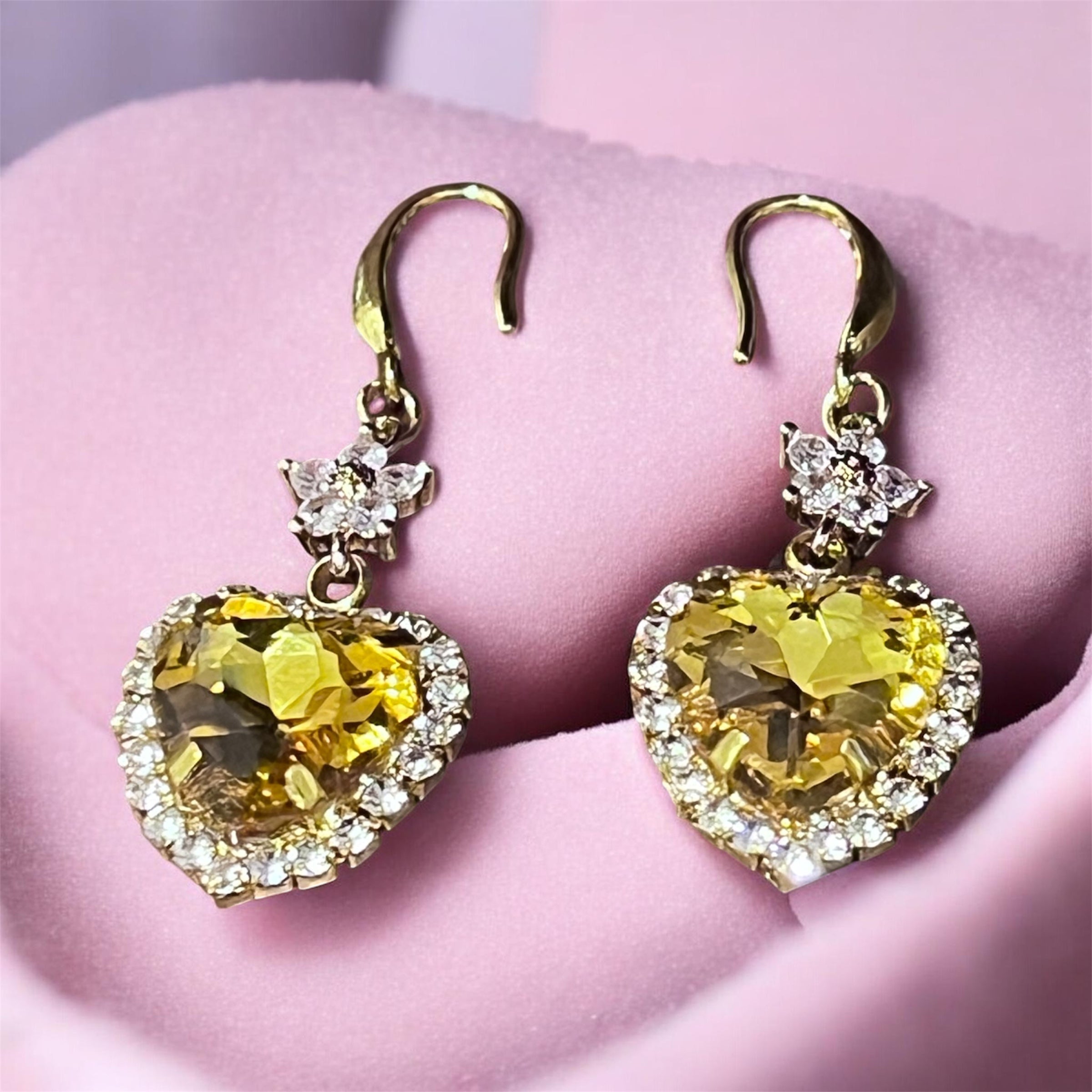 Gold Plated Sterling Silver Earrings with Copper Alloy Zircon Rhinestonez