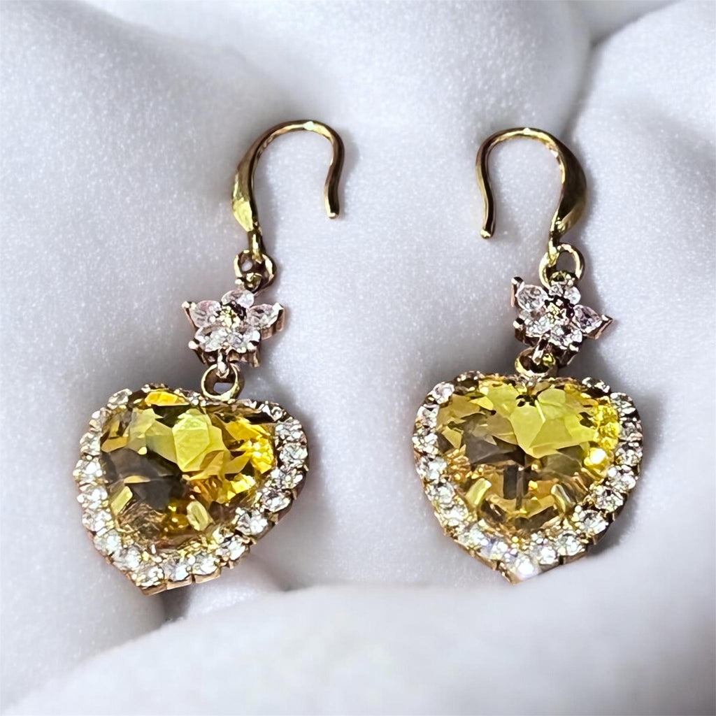 Gold Plated Sterling Silver Earrings with Copper Alloy Zircon Rhinestonez
