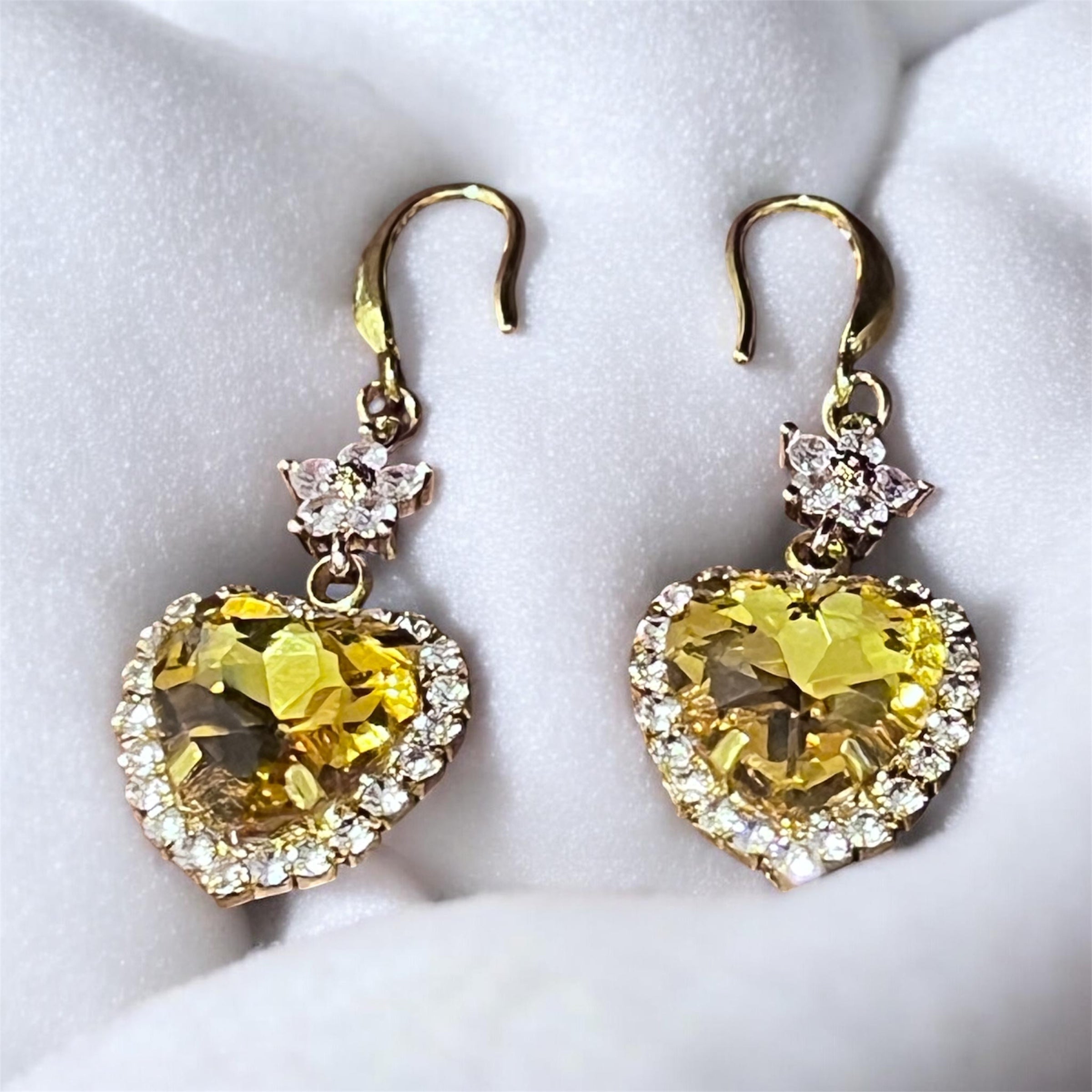 Gold Plated Sterling Silver Earrings with Copper Alloy Zircon Rhinestonez