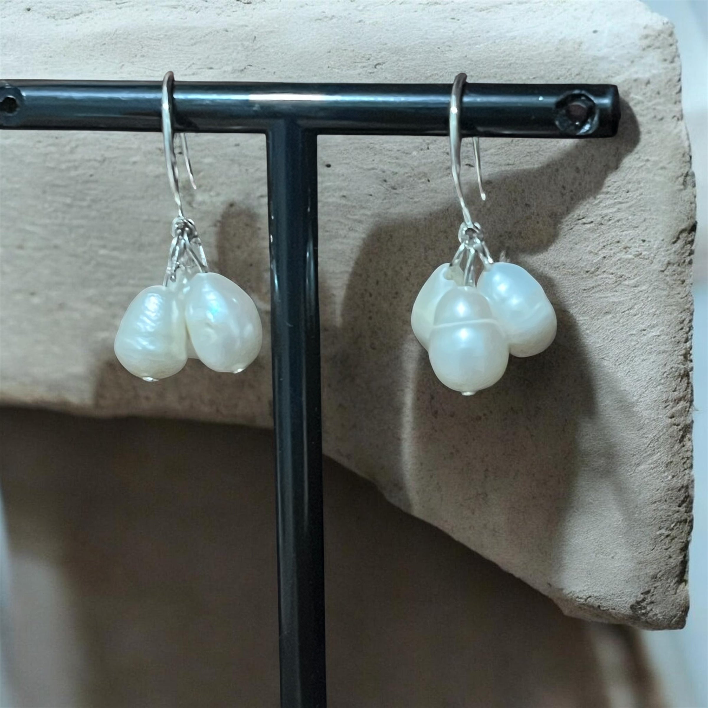 Hypoallergenic Lightweight Sterling Silver Earrings with Fresh Water Pearl Stainless Steel