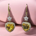 Gold Plated Sterling Silver Earrings with Copper Alloy Zircon Rhinestonez
