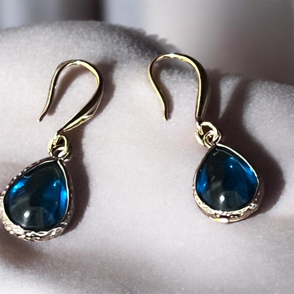 Gold Plated Sterling Silver Earrings with Brass Glass