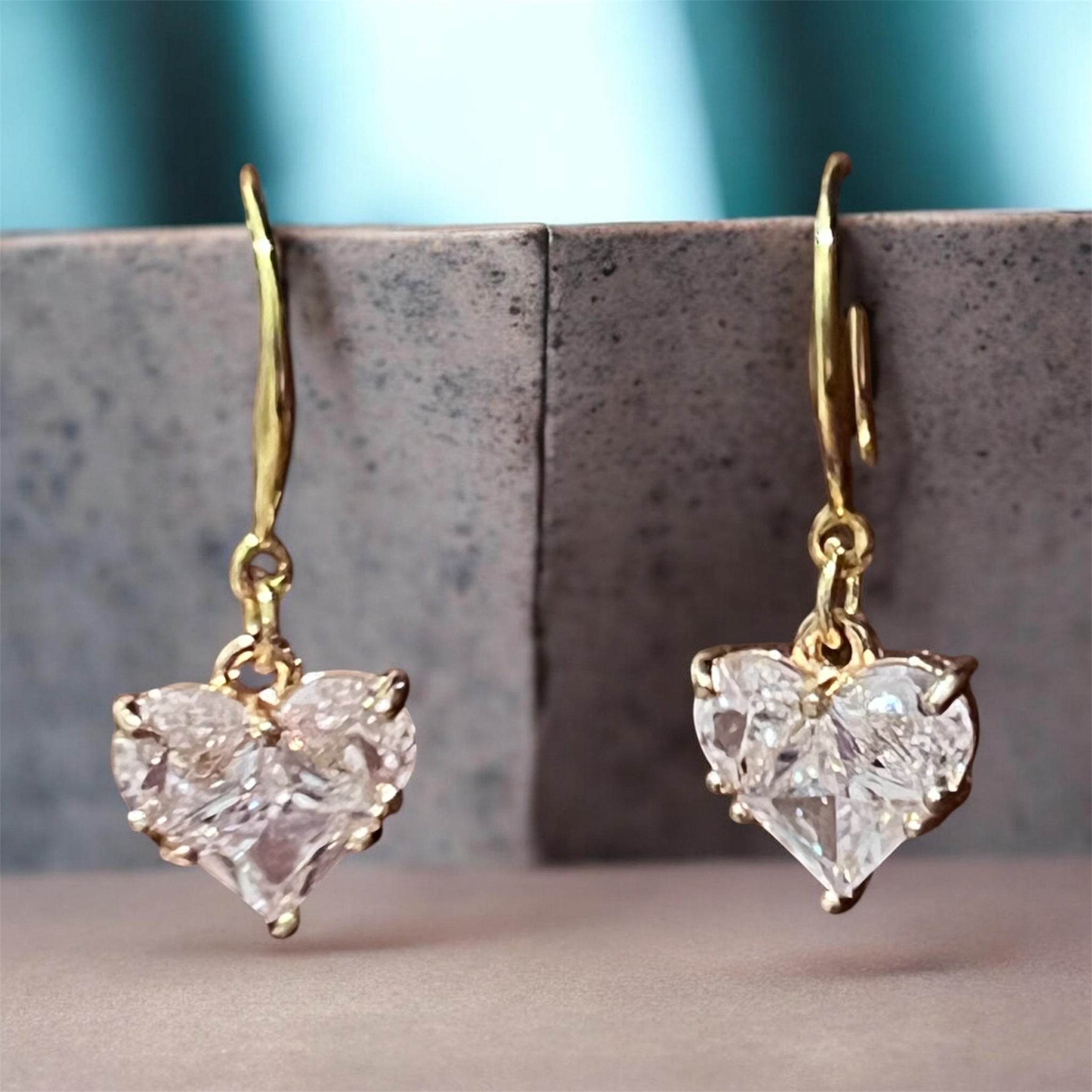 Gold Plated Sterling Silver Earrings with Copper Alloy Zircon