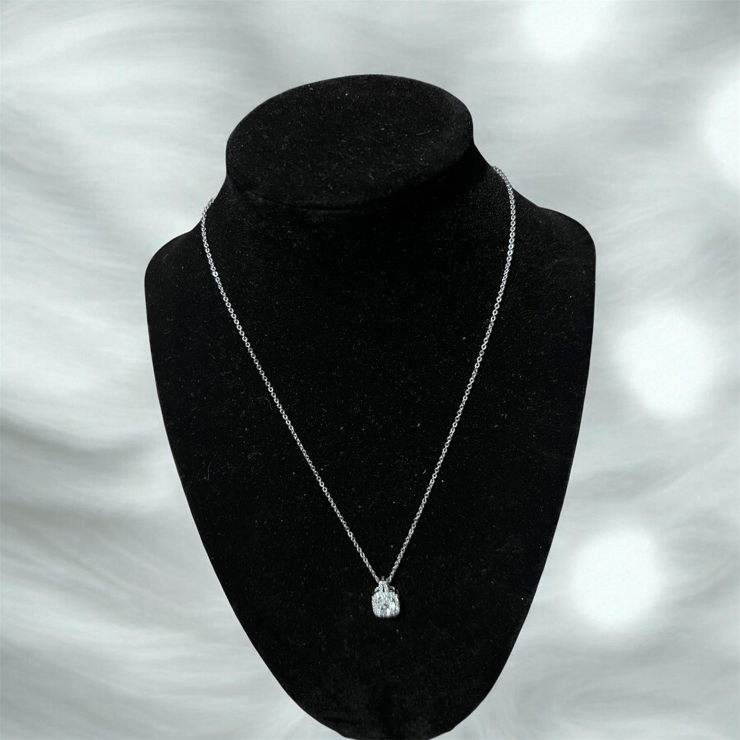 Sterling Silver Necklace with stunning Platinum Moissanite