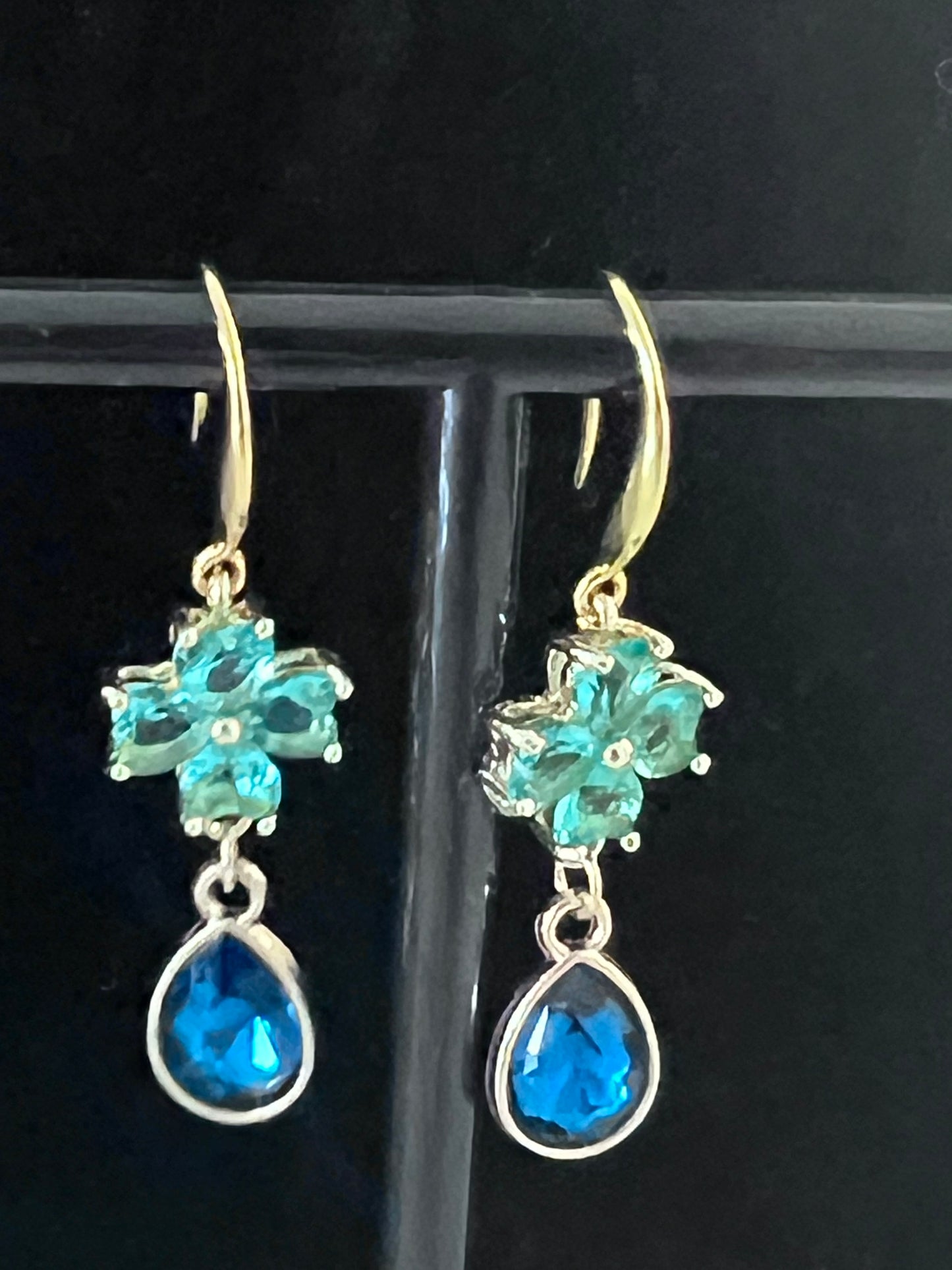 Gold Plated Sterling Silver Earrings with Copper Zinc Alloy Zircon Glass