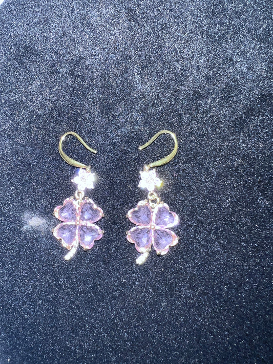 Gold Plated Sterling Silver Earrings with Copper Zinc Alloy Zircon