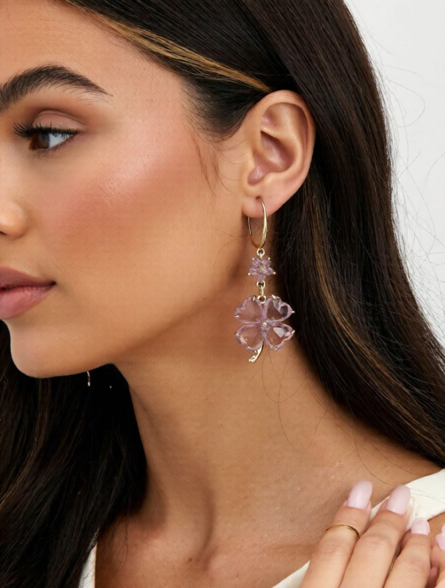 Gold Plated Sterling Silver Earrings with Copper Zinc Alloy Zircon