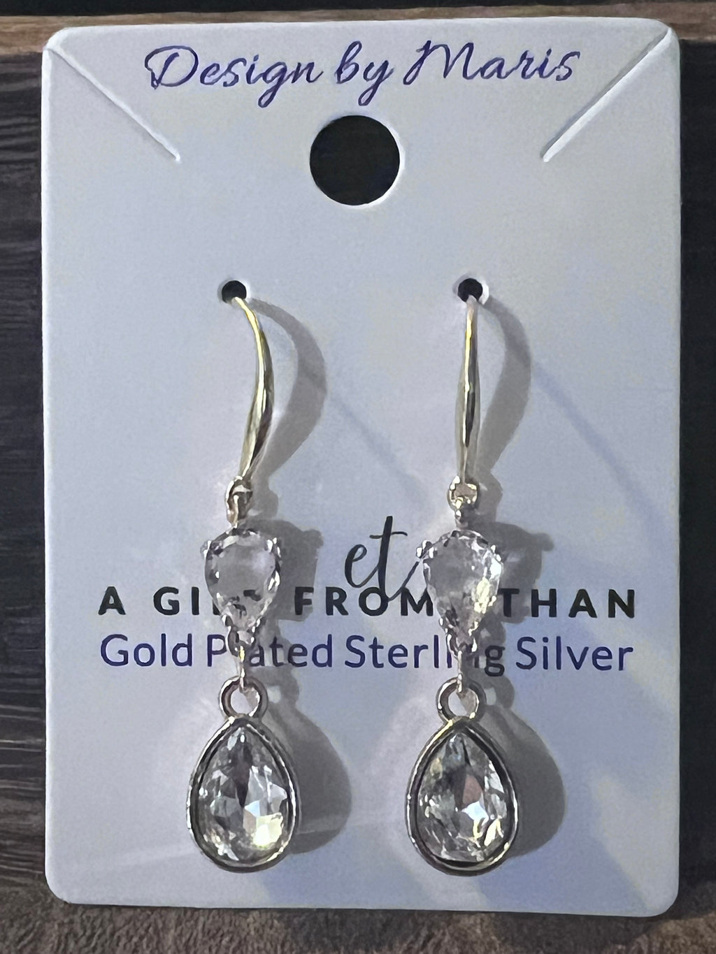 Clear Gold Plated Sterling Silver Earrings with Copper Zircon Alloy and Glass (Copy)