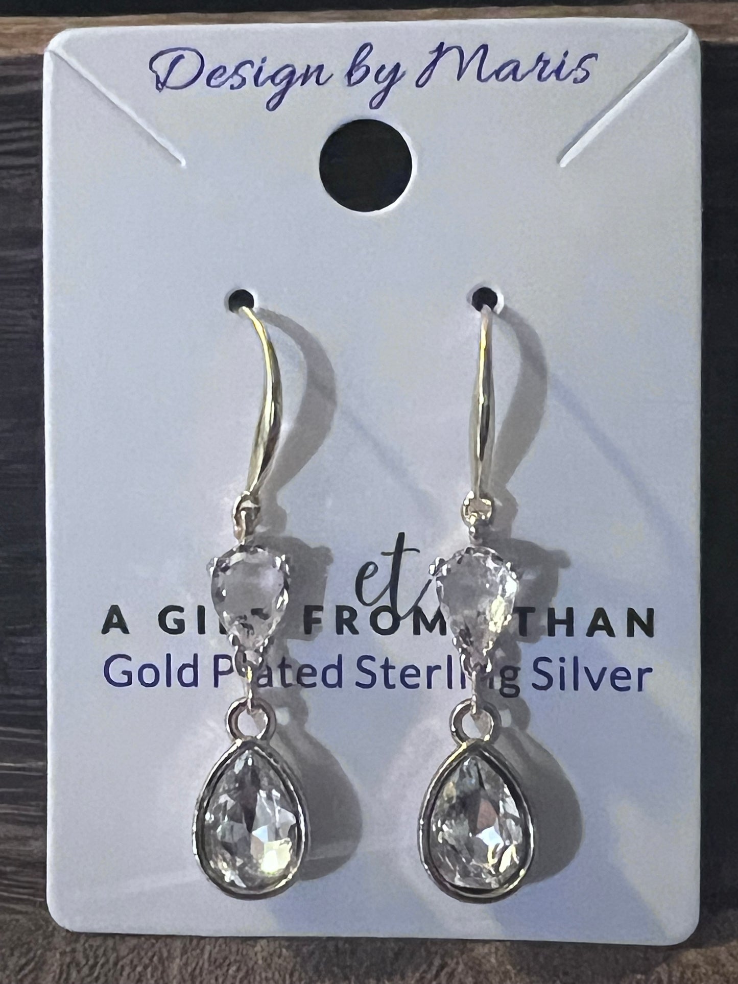 Clear Gold Plated Sterling Silver Earrings with Copper Zircon Alloy and Glass (Copy)