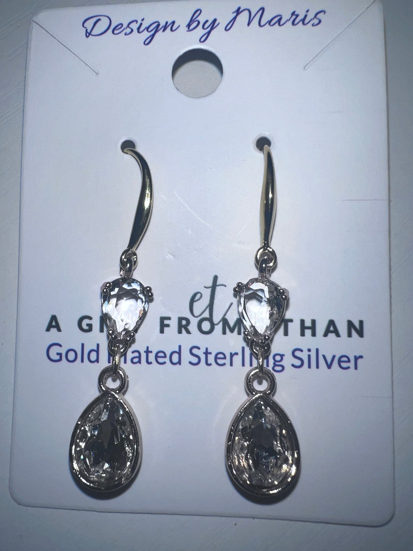 Clear Gold Plated Sterling Silver Earrings with Copper Zircon Alloy and Glass (Copy)