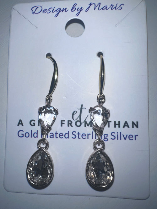 Clear Gold Plated Sterling Silver Earrings with Copper Zircon Alloy and Glass (Copy)