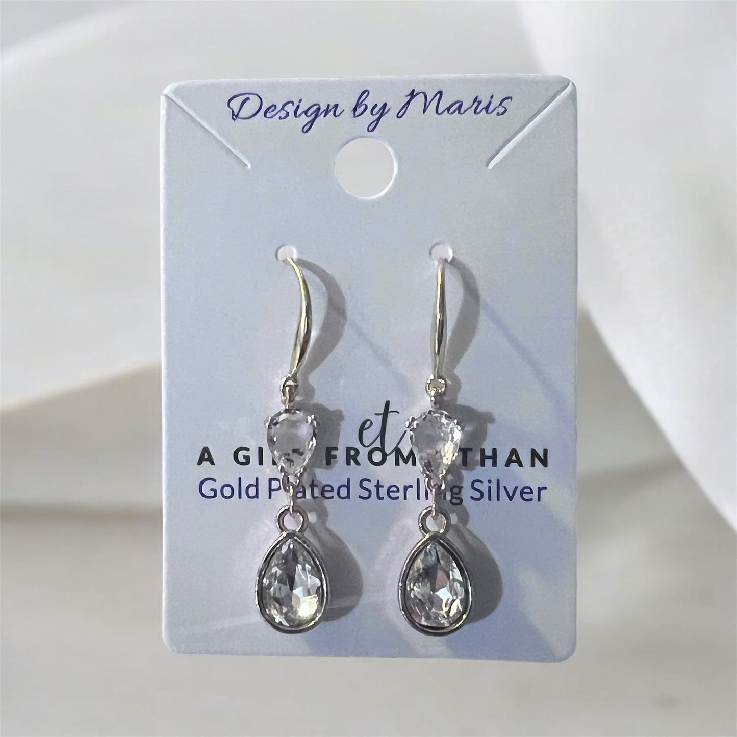 Clear Gold Plated Sterling Silver Earrings with Copper Zircon Alloy and Glass (Copy)