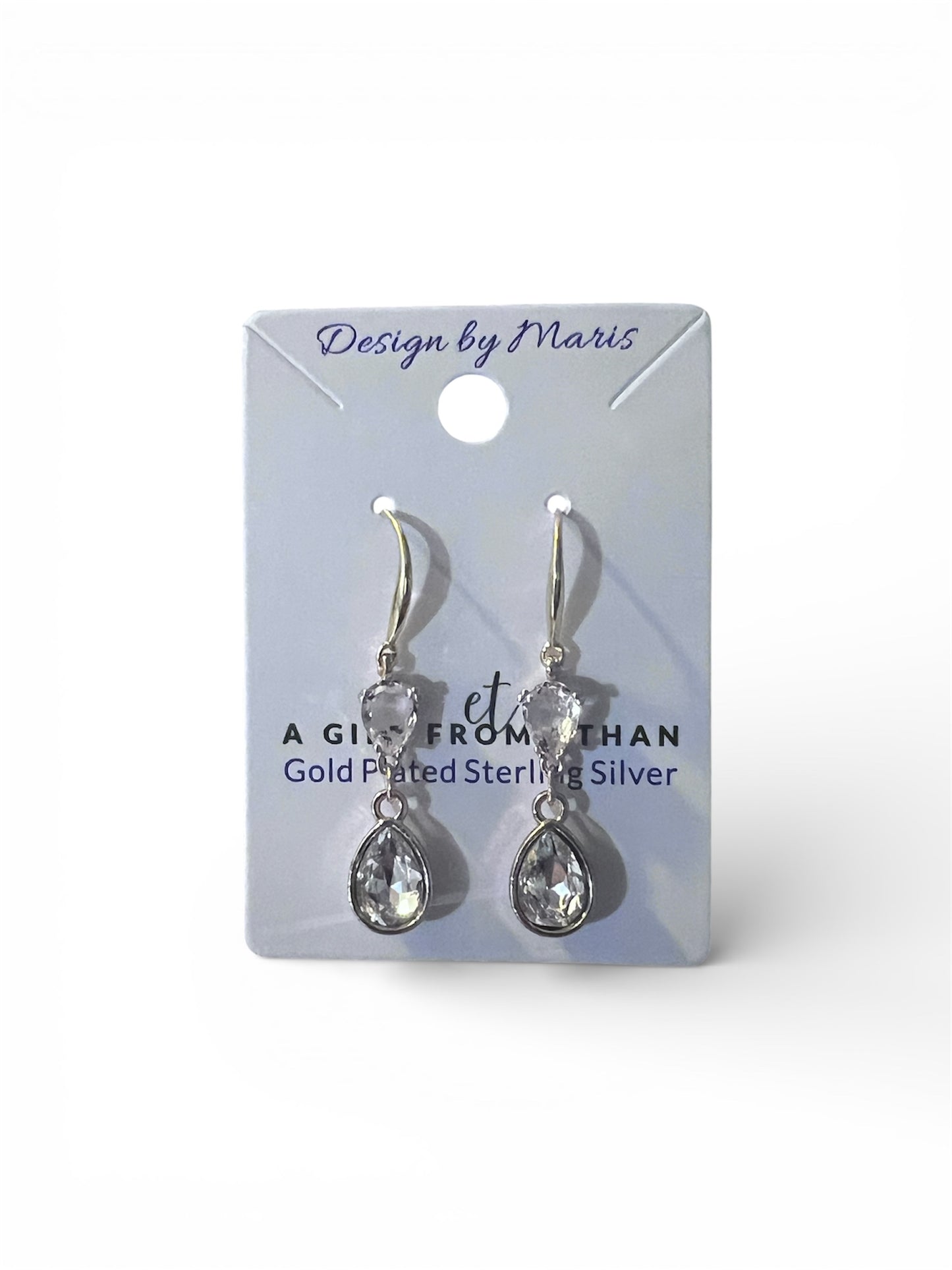 Clear Gold Plated Sterling Silver Earrings with Copper Zircon Alloy and Glass (Copy)