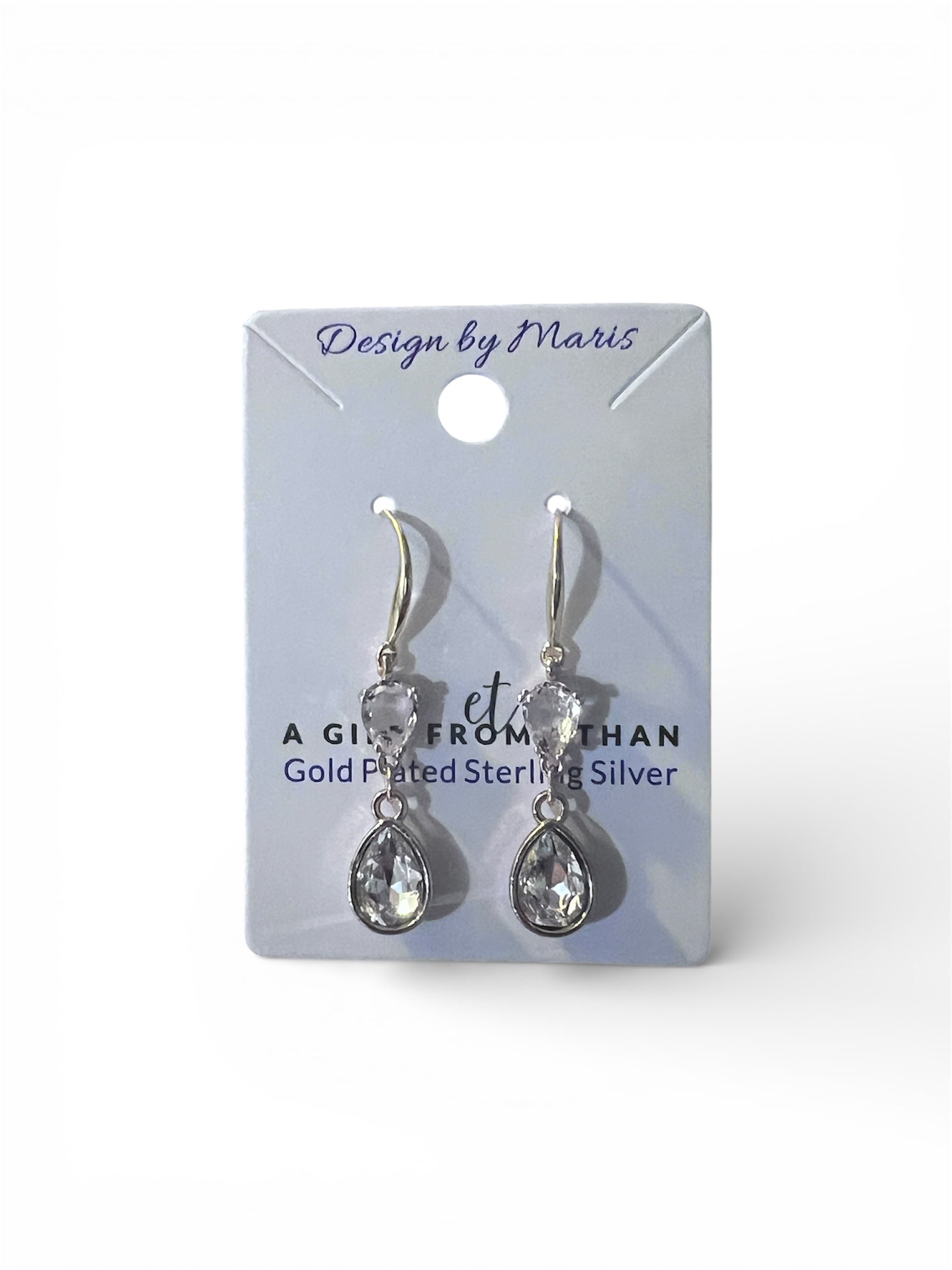 Clear Gold Plated Sterling Silver Earrings with Copper Zircon Alloy and Glass (Copy)