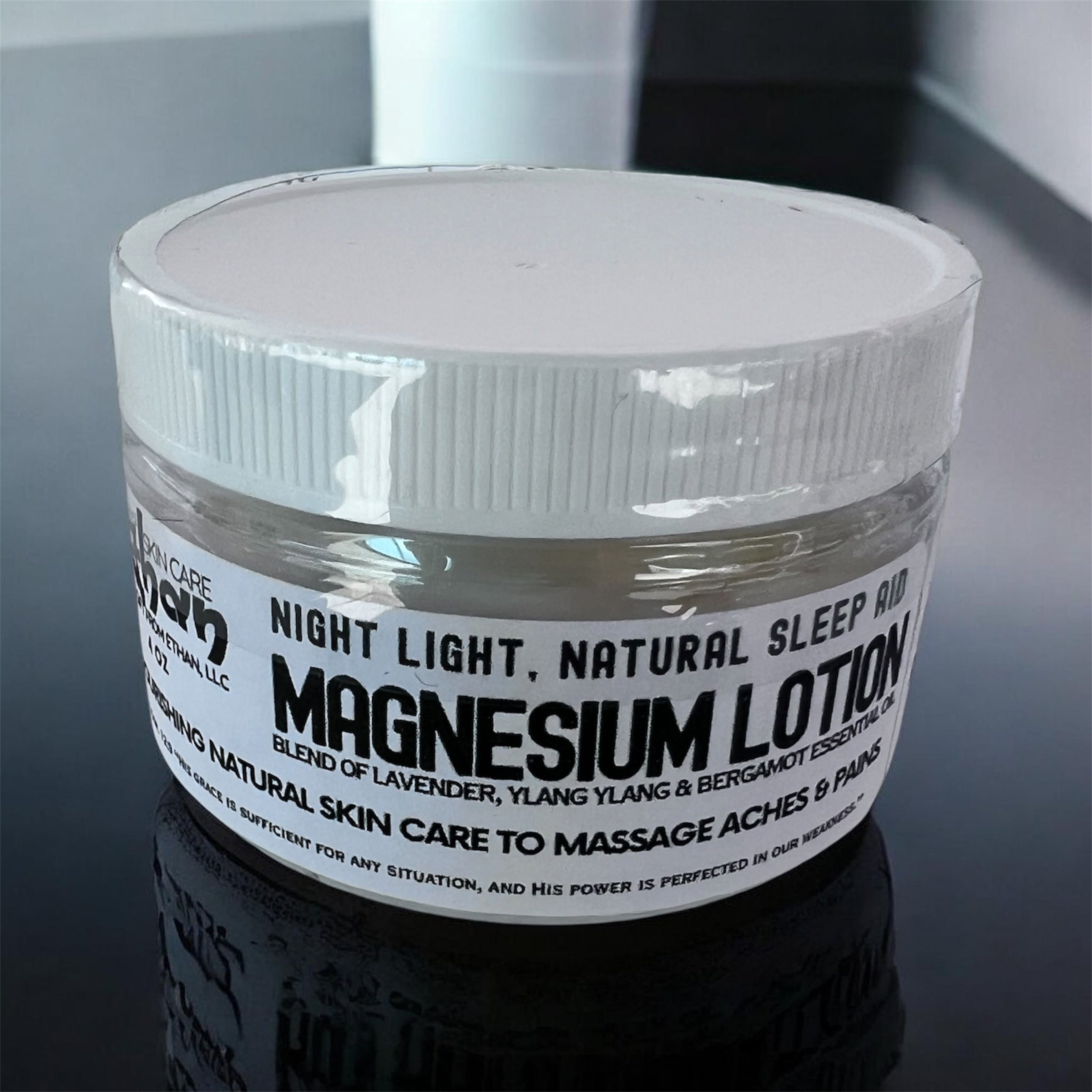 Magnesium Lotion, Night Light, with a blend of essential oil.